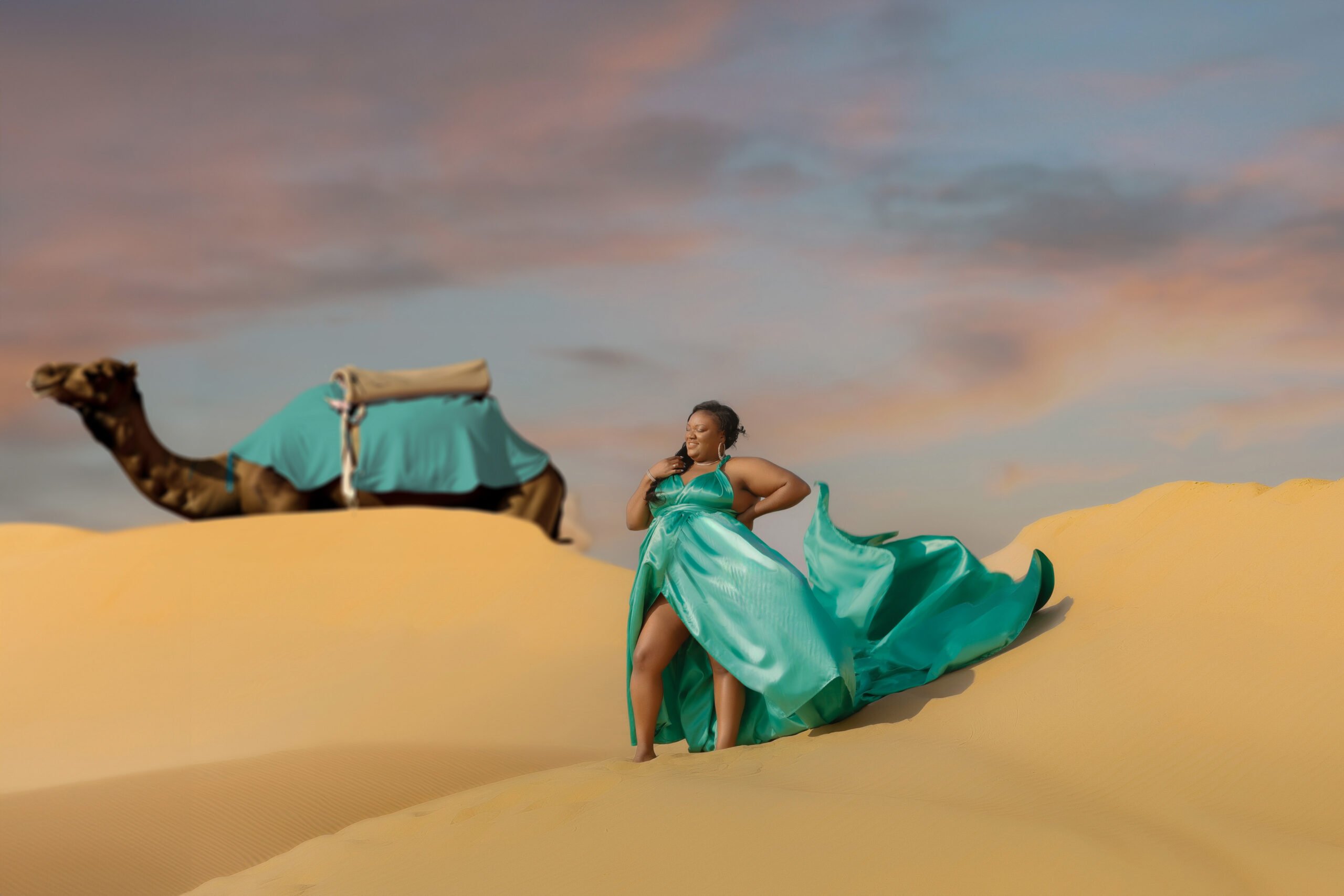 Flying Dress Photoshoot Dubai Desert